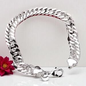 925 Sterling Silver Stamped 10MM Cuban Link Curb Chain Clasp Sturdy 7.5”